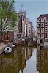 View of the morning canal street in Amsterdam