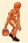 Basket boy. Vector illustration, isolated character from background
