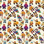 cartoon vikings pirate seamless pattern