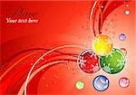 Christmas background with sphere and wave pattern, element for design, vector illustration