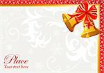 Christmas background with bell and bow, element for design, vector illustration