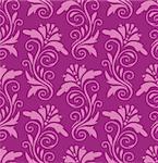 seamless pattern - pink flowers on a purple background