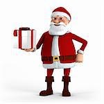 Cartoon Santa Claus offering present - high quality 3d illustration