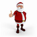 Cartoon Santa Claus giving thumbs-up - high quality 3d illustration