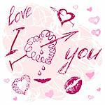 valentine I Love You Vector Lettering hand drawn stylish text