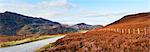 Red Heather Lined Mountain Road, Highland Region, Scotland, United Kingdom