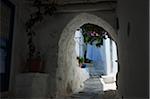 Wäsche Trocknen in der Gasse, alte Syros, Kykladen, Griechenland