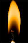 Close up of the flame of a burning white candle