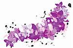 An abstract purple petal background with ink splatter