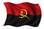 Flag of Angola waving in the wind - clipping path included