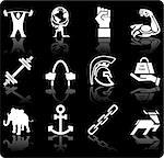 A conceptual icon set relating to strength.