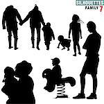 Silhouettes - Family 7 - High detailed black and white illustrations.