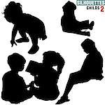 Silhouettes - Childs 2 - High detailed black and white illustrations.