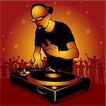 DJ star - Coloured vector illustration.