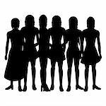 Silhouettes of women on a white background