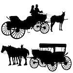 Silhouettes Carriage 1 - High detailed black and white vector illustration.