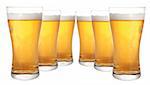 Glasses of beer isolated on white background
