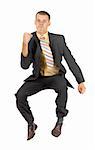 isolated happy jumping businessman