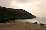 The rocky coastline in Croyde, Devon.