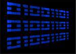 Blue binary code on a black background