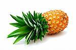 ripe pineapple with fresh green leaves