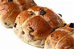 traditional hot cross buns close-up