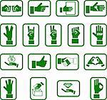 Various hand icons.