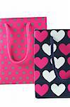 Hearts and spots gift bags for a birthday or other special occasion - isolated.