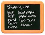 Child's mini plastic chalkboard - Shopping List.