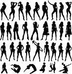 a collection of sexy women drawn in black silhouette