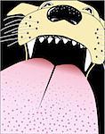 Vector illustration of a licking dog close-up