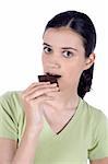 girl eating chocolate