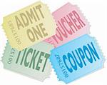 illustration of a ticket collection in a pile with different text