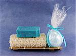 Loofah and bath bomb - beauty and spa products