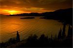 Picture shows a spectacular sunset over the bay of Kardamili, southern Greece