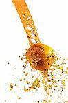 orange and juice splashes isolated on the white background