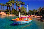 A beautiful boat on a tropical island