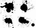 4 Black Splats - Background is transparent so they can be overlayed on other Illustrations or Images.