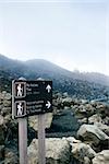 Sign at Haleakala National Park indicating trail to Pa Ka'oao, Keonehe'ehe'e and Sliding Sands.