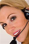 Smiling telesales girl