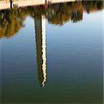 Washington Monument reflection in water in Washington, D.C., USA.