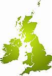 Illustration of the british isles in different shades of green isolated from the background