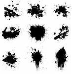 Illustration of many ink splats in black ready for you to place your own text over