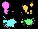 4 Hi colour Neon Splats with low Poly Count (Isolated Vectors and on separate layers)  Can be overlayed on other Illustrations or Images.