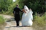 Wedding couple walking