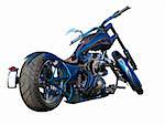 A blue custom motorbike isolated with clipping path