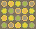 Retro brown, green, orange and yellow circles background