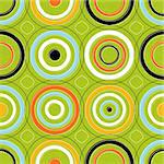 Seamless Retro-stylized Concentric Circles. Tileable, seamless easy-edit layered vector file.