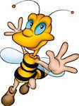 Little Bee 13 - High detailed and coloured illustration - Happy wasp
