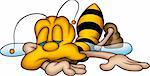 Little Bee 15 - High detailed and coloured illustration - Sleeping sweet wasp